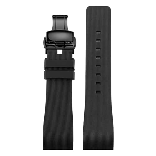CAWEUER Wasserdichtes Silikon-Uhrenarmband mit Ersatz-Uhrenarmband der Santos 100 Santos-Serie spezieller Schnittstelle aus Gummi, 20/23 mm(Black black A,23mm) von CAWEUER