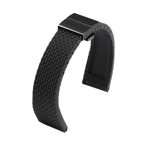 CAWEUER Wasserdichtes Silikonarmband Schwarz Weiß Rot Orange Blau Armband Ersatzarmband for Männer Und Frauen Schnellverschluss(Black black,20mm) von CAWEUER