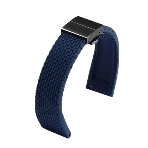 CAWEUER Wasserdichtes Silikonarmband Schwarz Weiß Rot Orange Blau Armband Ersatzarmband for Männer Und Frauen Schnellverschluss(Blue black,14mm) von CAWEUER