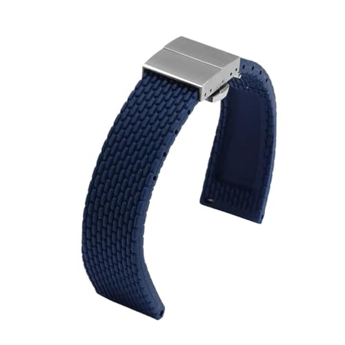 CAWEUER Wasserdichtes Silikonarmband Schwarz Weiß Rot Orange Blau Armband Ersatzarmband for Männer Und Frauen Schnellverschluss(Blue silver,22mm) von CAWEUER