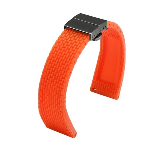 CAWEUER Wasserdichtes Silikonarmband Schwarz Weiß Rot Orange Blau Armband Ersatzarmband for Männer Und Frauen Schnellverschluss(Orange black,24mm) von CAWEUER