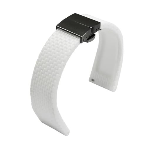 CAWEUER Wasserdichtes Silikonarmband Schwarz Weiß Rot Orange Blau Armband Ersatzarmband for Männer Und Frauen Schnellverschluss(White black,24mm) von CAWEUER