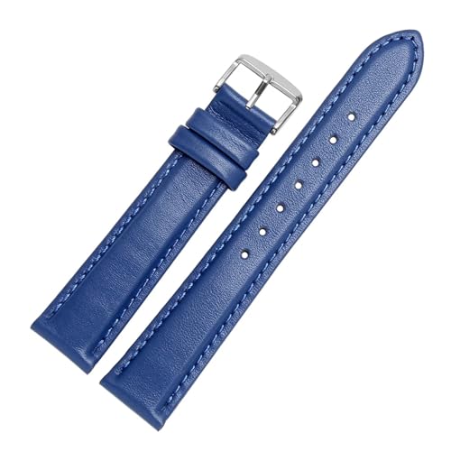 CAWEUER Weißes Lederarmband for Damen, Ersatz, kompatibel mit Armani DW Tiedashi Disney Pink Uhrenkette 14 16 18 mm(Blue silver buckle,12mm) von CAWEUER