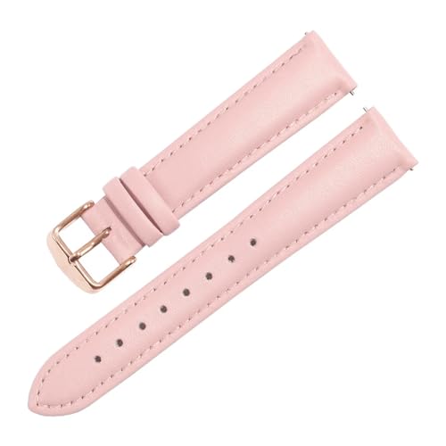 CAWEUER Weißes Lederarmband for Damen, Ersatz, kompatibel mit Armani DW Tiedashi Disney Pink Uhrenkette 14 16 18 mm(Pink Rose button,20mm) von CAWEUER