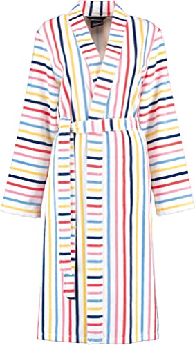 Cawö Home Bademäntel Damen Kapuze Streifen 3344 weiß-multicolor - 62 L von Cawö