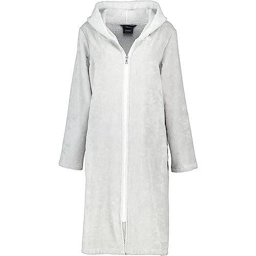 CAWÖ Home Bademäntel Damen Kapuze Zipper 5108 silber - 76 L von Cawö