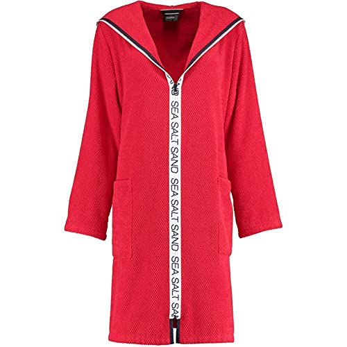 Cawö Home Bademäntel Damen Reißverschluss mit Kapuze Sea Salt Sand 3101 rot - 203 XL von Cawö