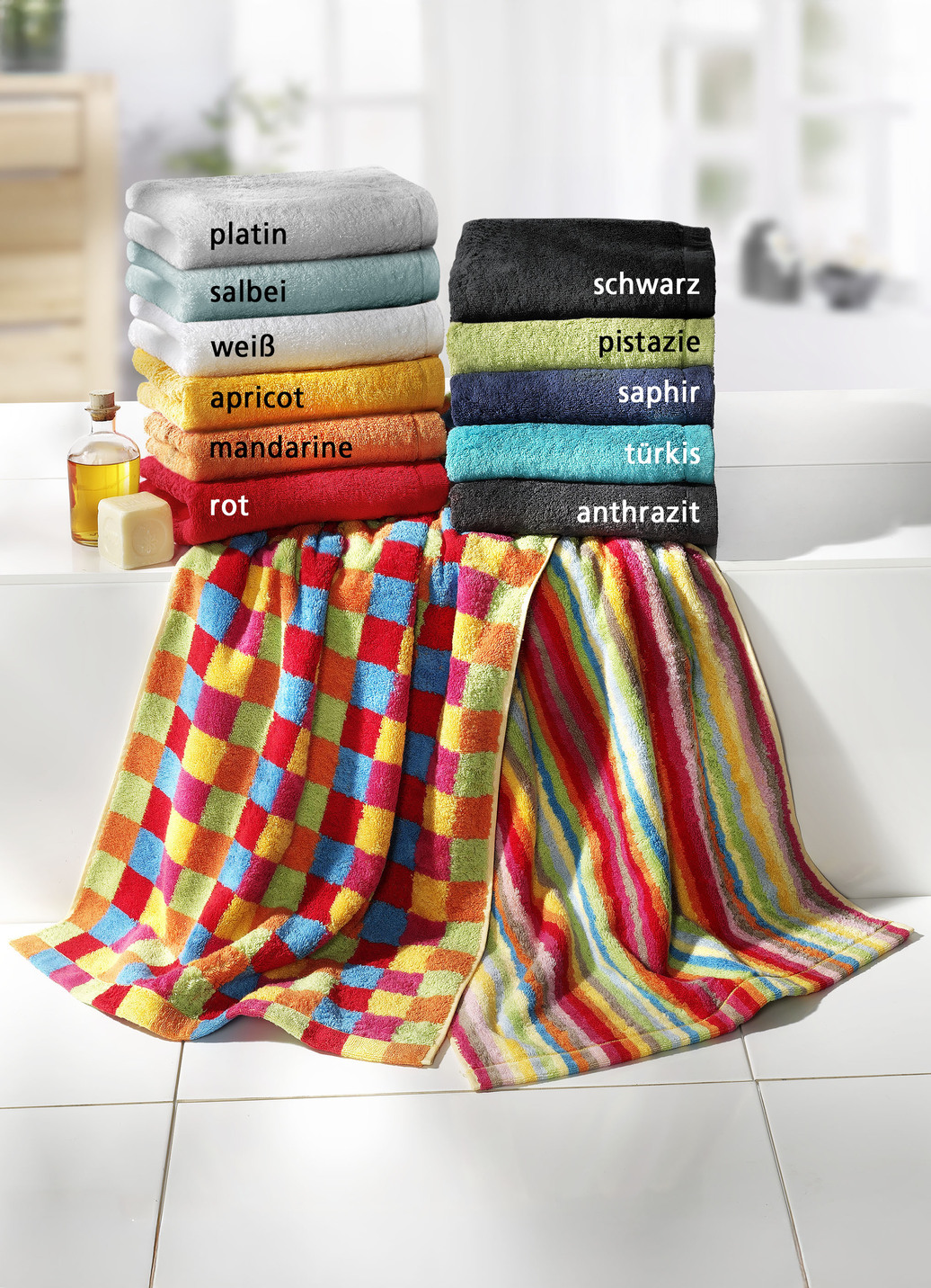 Walkfrottier-Serie aus reiner Baumwolle, Größe 200 (1 Handtuch, 50/100 cm), Schwarz von CAWÖ