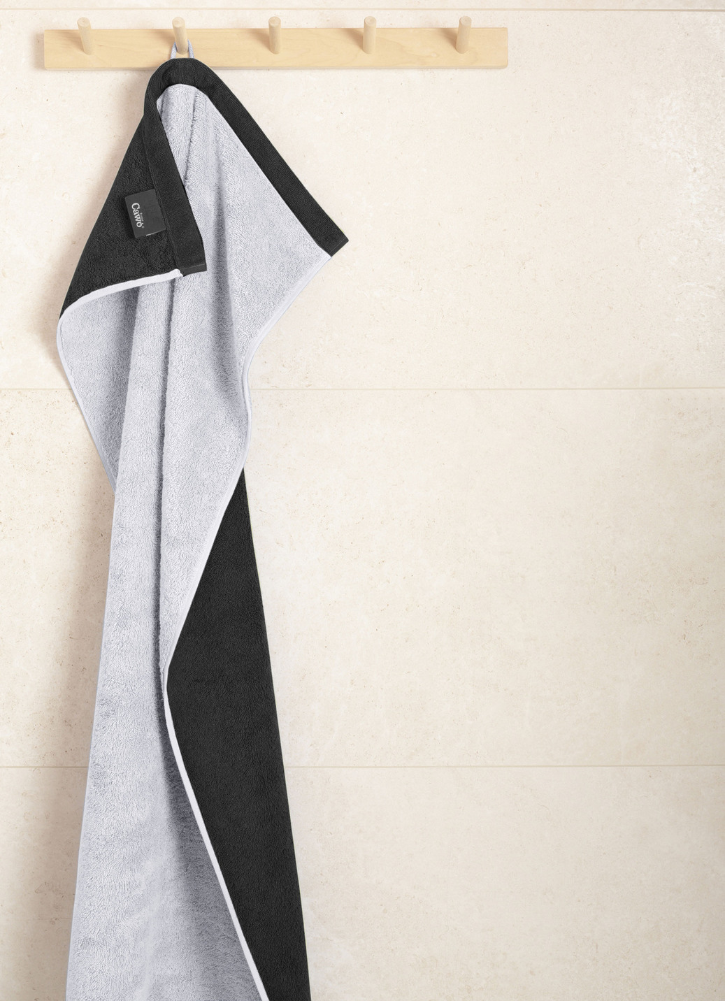 Wende-Frottier-Serie, Größe 200 (1 Handtuch, 50/100 cm), Platin-Schwarz von CAWÖ
