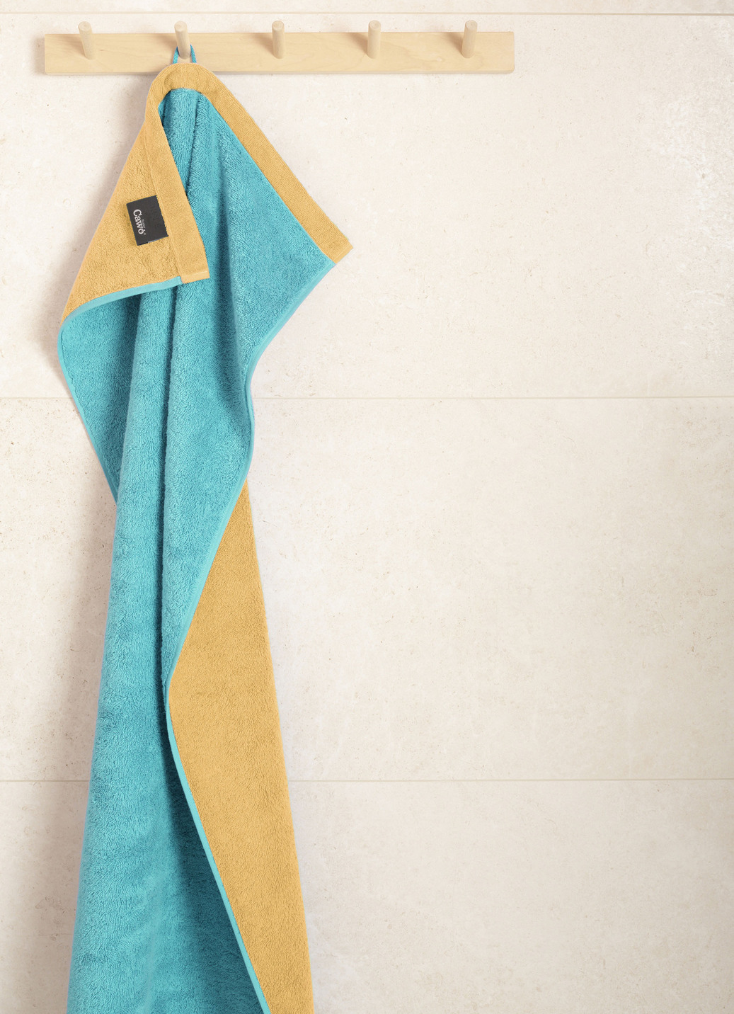 Wende-Frottier-Serie, Größe 200 (1 Handtuch, 50/100 cm), Türkis-Apricot von CAWÖ