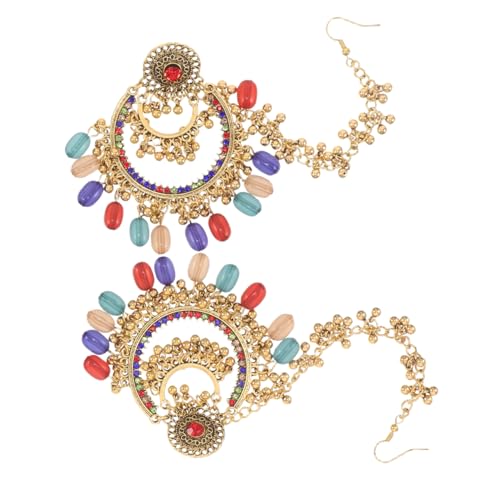 CAXUSD 1 Paar Boho Ethnic Style Ohrringe für Frauen Bunte Vintage Perlenohrringe mit Glocken für Partys und Festivals Retro Hängeschmuck im Exotischen Design von CAXUSD