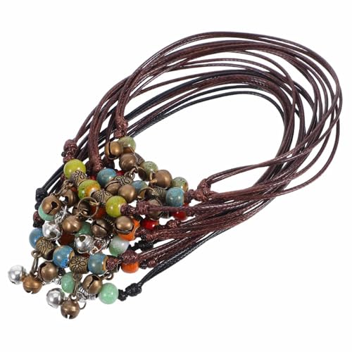 CAXUSD 10 Stück Handgemachte Verstellbare Boho Fußkette für Frauen Teiliges mit Porzellanperlen Farbenfrohes Geflochtenes Schmuckstück für Sommer Am Strand für Einen Einzigartigen Look von CAXUSD