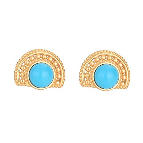 CAXUSD 1Paar Retro Türkis Ohrstecker für Damen Vergoldete Ohrringe für und Lässige Outfits Leicht und Angenehm zu Tragen Dekorativer Schmuck für Kreative von CAXUSD