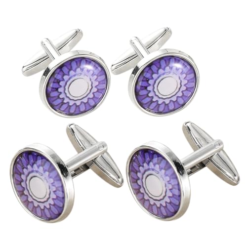 CAXUSD 2 Paare Manschettenknöpfe für Herren mit Floralem Design Französische Cufflinks Robustem Legierungs Material für Hochzeiten Partys Business Anlässe von CAXUSD