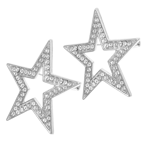 CAXUSD 2 Stück Fünfzackige Stern Broschen aus Zinklegierung Stilvolle Anstecknadeln für Anzug Hemd Pullover Vielseitiges Schmuck Accessoire für Damen und Herren von CAXUSD