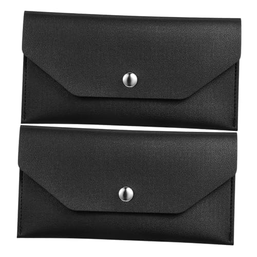 CAXUSD 2 Stück Leder Bargeld Brieftasche Vintage Cash Envelope Organizer Geldgeldumschlagstasche Geldbeutel wiederverwendbar Portemonnaie wechseln Geldbeutel für Bargeld Pu Schwarz von CAXUSD