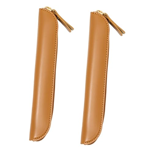 CAXUSD 2 Stück PU Leder Federmäppchen Schlankes Stiftetui mit Reißverschluss Kompakter Stifteorganizer für Schule und Büro Vielseitige Aufbewahrung für Kugelschreiber und Marker Modernes von CAXUSD