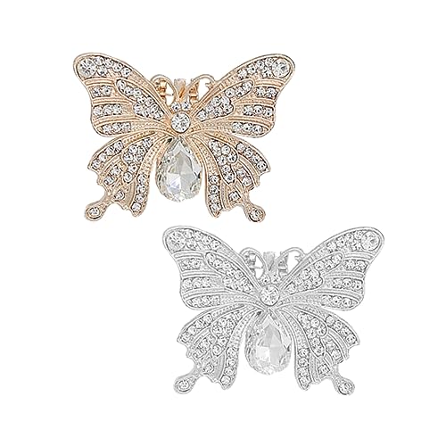 CAXUSD 2 Stück Schmetterlings Schuhclips Abnehmbare Schuhdekorationen mit Applikationen für Hochzeits und Alltagsmode für Damen Schuhe Weiß Gold von CAXUSD