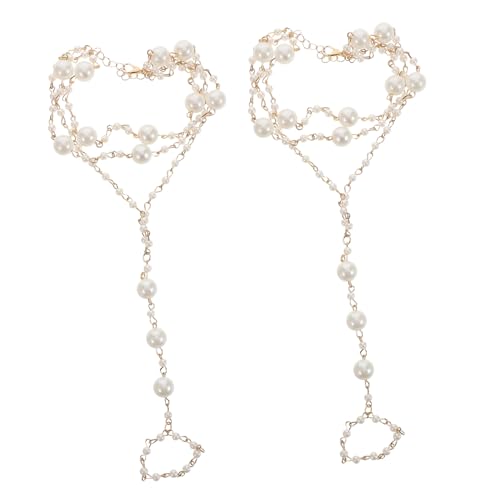 CAXUSD 2 Stück Verstellbare Perlen Fußkette mit Quaste für Damen Zehenring Design Modisches Sommer Schmuckaccessoire für Urlaub Strand und Alltag von CAXUSD