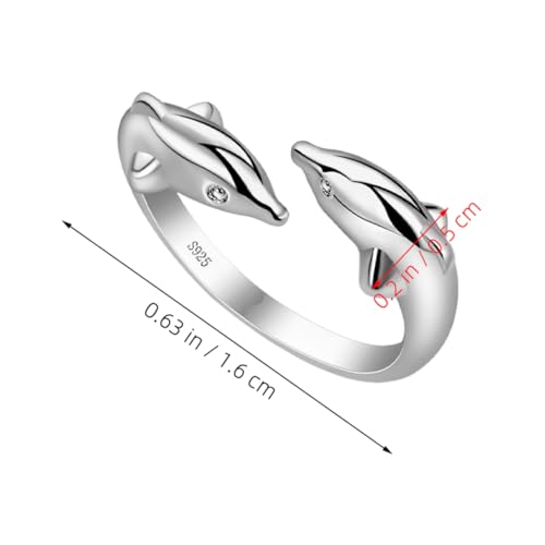 CAXUSD 2 Stücke Verstellbarer Delfin Ringe Damen Offener Ring mit Doppel Delfin Design Komfortabler Schmuck für Alltag und Besondere Anlässe für Frauen und Mütter von CAXUSD