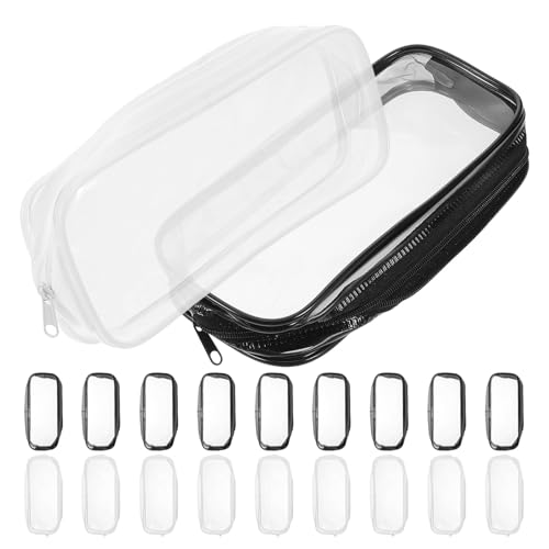CAXUSD 20 Stück Kunststoff-Reißverschlussbeutel: Transparente Reisebeutel für Make-up und Schreibwaren – Kunststoff-Stiftetasche für Studenten, Büro, Reisen und Aufbewahrung von CAXUSD