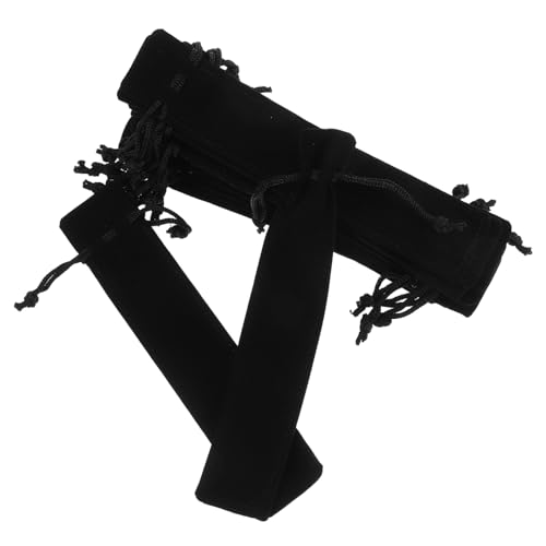 CAXUSD 20 Stück Stifttaschen mit Kordelzug Weiche Bleistiftbeutel für Büro Schule Reisen Eleganter Schmuckbeutel für Hochzeiten und Schwarzes Design von CAXUSD