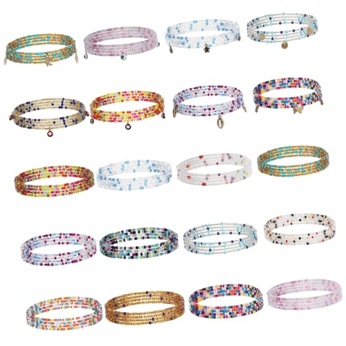 CAXUSD 20 Stück Teiliges Damen Taillenketten Bauchperlen Boho Stil Verstellbar Körperketten für Strand Party und Bühne Afrikanische Waist Beads Bikini Schmuck von CAXUSD