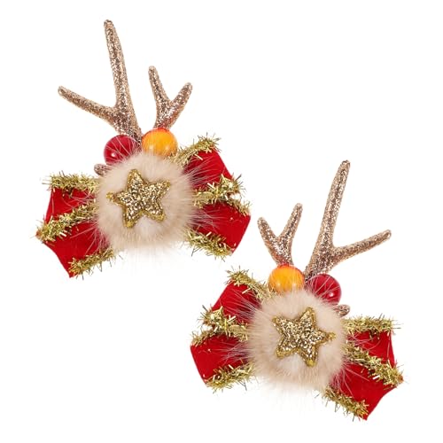 CAXUSD 2er Satz Weihnachts Haarclips Niedliche Rentier Geweih Ohren Haarclips Weihnachten Geweih Elch Hirsch Hörner Beeren Haarnadeln Für Party Haar Zubehör von CAXUSD