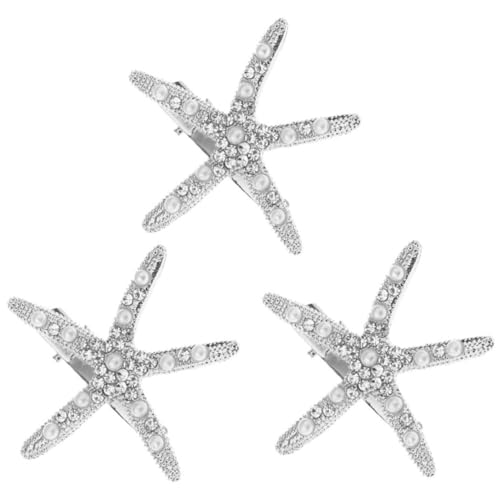 CAXUSD 3 Stück Seestern Haarklammern für Damen Hochzeits Haarschmuck mit Strass Koreanische Braut Haarnadeln Haarspangen für Brautmode und Besondere Anlässe von CAXUSD