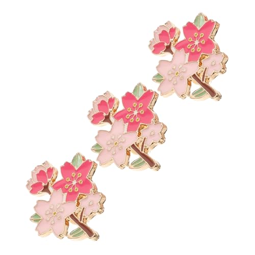 CAXUSD 3 Stück Teiliges Niedliche Kirschblüten Broschen aus Robustem Metall Stilvolle Anstecknadeln für Rucksäcke Jacken und Accessoires Detailreiche Verarbeitung Langlebig und von CAXUSD