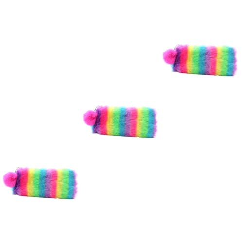 CAXUSD 3-teiliges Multifunktionales Federmäppchen Flauschiges Regenbogen-etui Make-up-Tasche Für Jungen Und Mädchen von CAXUSD