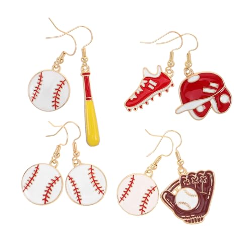 CAXUSD 4 Paar Baseball Ohrringe Damen Sportliches Schmuckset mit Baseballschläger Tropfenohrringen Leicht und Komfortabel als für Baseball Fans und Freundinnen CAXUSD 4 Paar Baseball Ohrringe Damen Sportliches Schmuckset mit Baseballschläger Tropfenohrringen Leicht und Komfortabel als für Baseball Fans und Freundinnen von CAXUSD