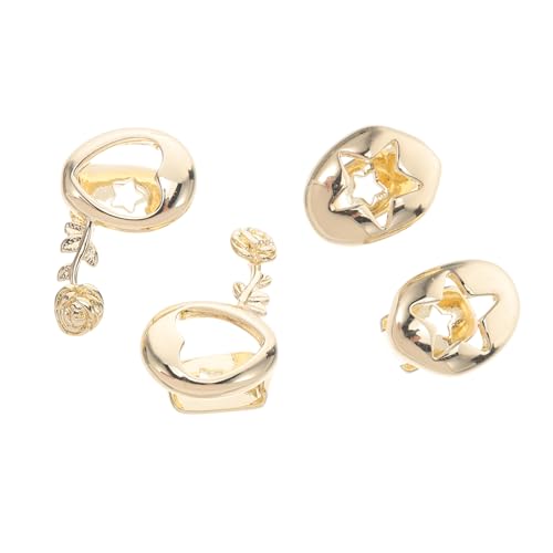 CAXUSD 4 Stück Teiliges Hip Hop Zahngitter aus Kupfer mit Rosen Stern-Design Leichte Langlebige Fake Teeth Caps für Halloween Kostüme und Rapper Accessoires Komfortabel und Vielseitig von CAXUSD