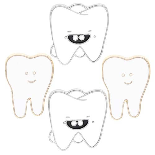 CAXUSD 4 Stück Teiliges Zahn broschen Lustigem Design Dekorative Anstecknadeln für Kleidung Rucksäcke und Taschen Einfach Anzubringen Vielseitig für Frauen Mädchen von CAXUSD