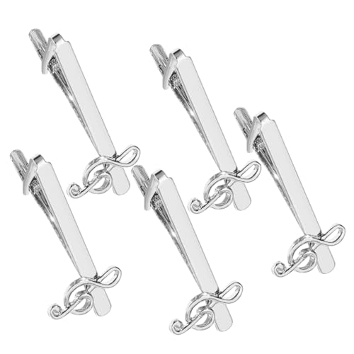 CAXUSD 5 Stück Krawattenklammer mit Musiknoten Krawattenclips für Bankett binden Mann Shirt Clip Krawattenclips für die Party Männer Krawattennadel Hochzeitsklammel Zinklegierung Silber von CAXUSD
