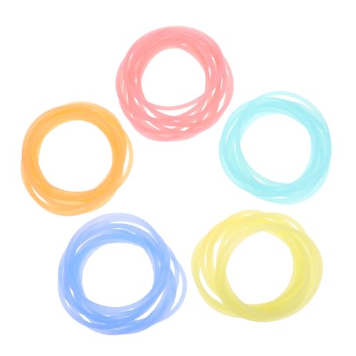 CAXUSD 50 Stück Leuchtende Silikonarmbänder mit Elastischen Haarbändern Neonfarbene Nachtlicht Armbänder in Rot Blau Grün Gelb Orange Vielseitig für Erwachsene Outdoor Spaß und Styling von CAXUSD