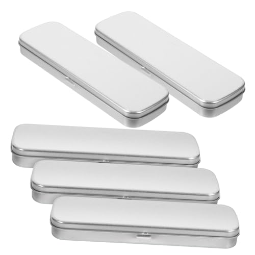 CAXUSD 5stücke Teiliges Metall Bleistiftbox Frosted Iron Pencil Case Rechteckige Stiftebox Für Schüler Einfache Und Praktische Aufbewahrung Für Stifte Und Schreibwaren Silber von CAXUSD