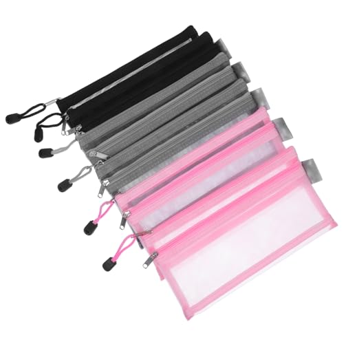 CAXUSD 6 Stück Teiliges Doppellagige Transparente Mesh Zipper Beutel aus Robustem Nylon Kompakte Leichte Federmäppchen mit Sicherem Reißverschluss für Schüler Lehrer und Büro von CAXUSD