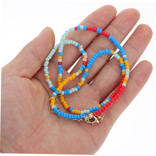 CAXUSD Boho Perlenkette Damen Leicht Schlüsselbein Kette mit Kunstperlen und Reisperlen Ethnischer Anhänger Sommer Strand Schmuck für Urlaub und Alltag von CAXUSD