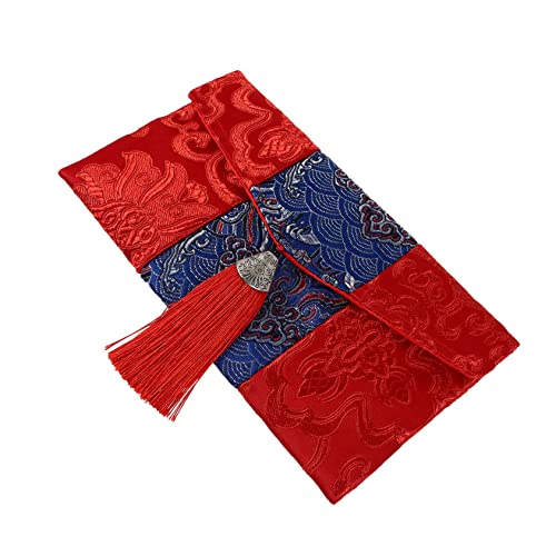 CAXUSD Chinesischer Stil Geldbeutel Elegant Mit Quasten Für Hochzeiten Frühlingsfest Neujahr Und Besondere Anlässe Rot Mit Traditionellem Stickmuster von CAXUSD