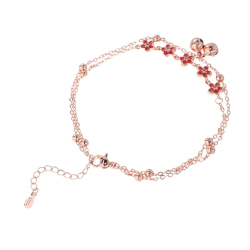 CAXUSD Doppellagige Fußkette für Damen mit Glockenanhänger Verstellbare Knöchelketten Leichtem Material für Strand und Alltag Inspiriert von Traditionellem Design von CAXUSD