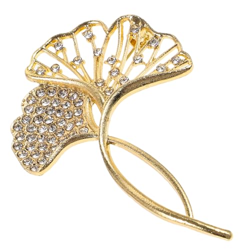 CAXUSD Ginkgo Brosche Damen Strassbrosche Elegant Legierung Anstecknadel Mode Schmuck für Anzug und Kleidung von CAXUSD