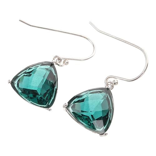 CAXUSD Grüne Dreieck Ohrringe Silber Geometrische Kurze Drop Dangle Ohrhänger Damen Alltag Büro Schmuck von CAXUSD