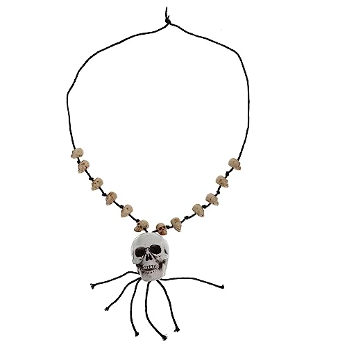 CAXUSD Halloween Halskette Retro Skelett Anhänger aus Hochwertigem Resin Gruseliges Skull Accessoire für Party Kostüm Alltag Geeignet als für Halloween Fans von CAXUSD