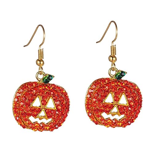 CAXUSD Halloween Kürbis Ohrhänger Damen mit Strasssteinen Handgefertigt Langlebig Hautfreundlich Schmuckaccessoires für Party Cosplay Hochzeit für Frauen und Mädchen von CAXUSD