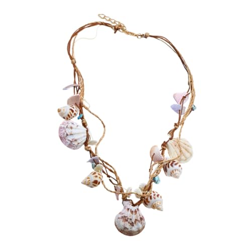 CAXUSD Hawaiianische Muschelkette Damen Handgefertigt Kurz Puka Shell Anhänger Sommer Strand Schmuck Zubehör von CAXUSD