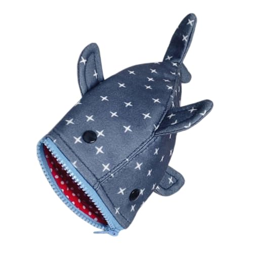 CAXUSD Lustiges Shark Federmäppchen mit Sternenmuster Robuster Canvas Stifttasche Großer Stauraum für Schule und Reise Leichter Tragbarer Stiftehalter für Schüler und Büro von CAXUSD