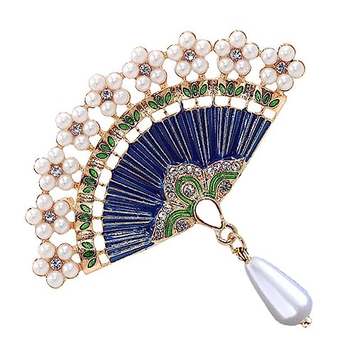 CAXUSD Retro Chinesische Fächerbrosche aus Hochwertiger Vintage und Anstecknadel mit Strasssteinen Kreatives für Freunde und Familie Farblich Sortiert von CAXUSD