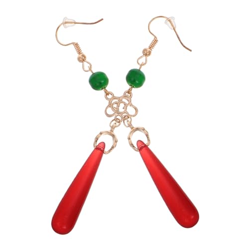 CAXUSD Retro Chinesische Ohrringe mit Roten Wassertröpfchen und Wolkenanhängern Leichte Ethno Accessoires für Frauen Traditionelle Ohrhänger im Vintage Stil Geeignet für Cosplay und von CAXUSD