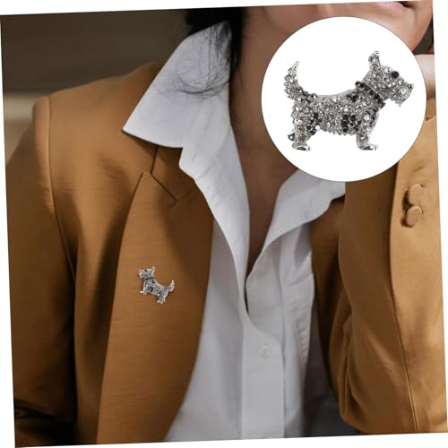 CAXUSD Silberne Hund Brosche mit Funkelnden Strasssteinen Niedliche Cartoon Tier Anstecknadel Leichter Pin Modisches Accessoire für Kleidung Rucksäcke Hüte Party Alltagslook von CAXUSD